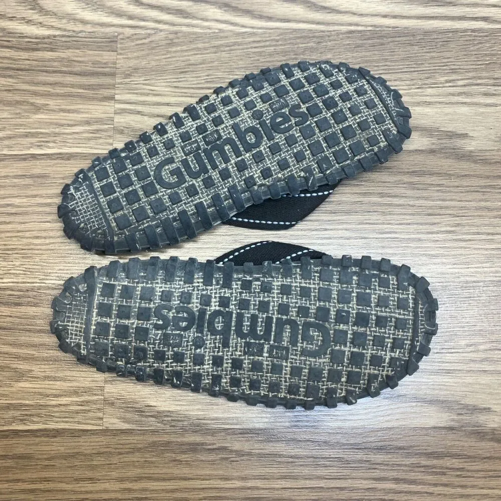 Gumbies Sandals Mens 6 Flip Flop Thong Flats Slip On Black Fabric Casual Comfort